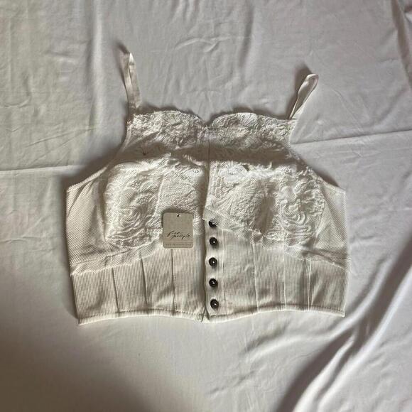 Free People Tops - Free People Have My Heart Crop Cotton Camisole Medium, PAINTED WHITE